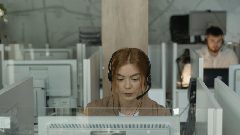 Employee working at a desk in an office